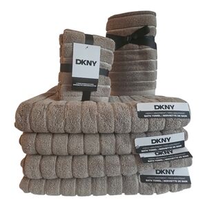 DKNY OEKO-TEX STANDARD BATH, HAND, WASHCLOTH TOWELS SET LIGHT BROWN NEW